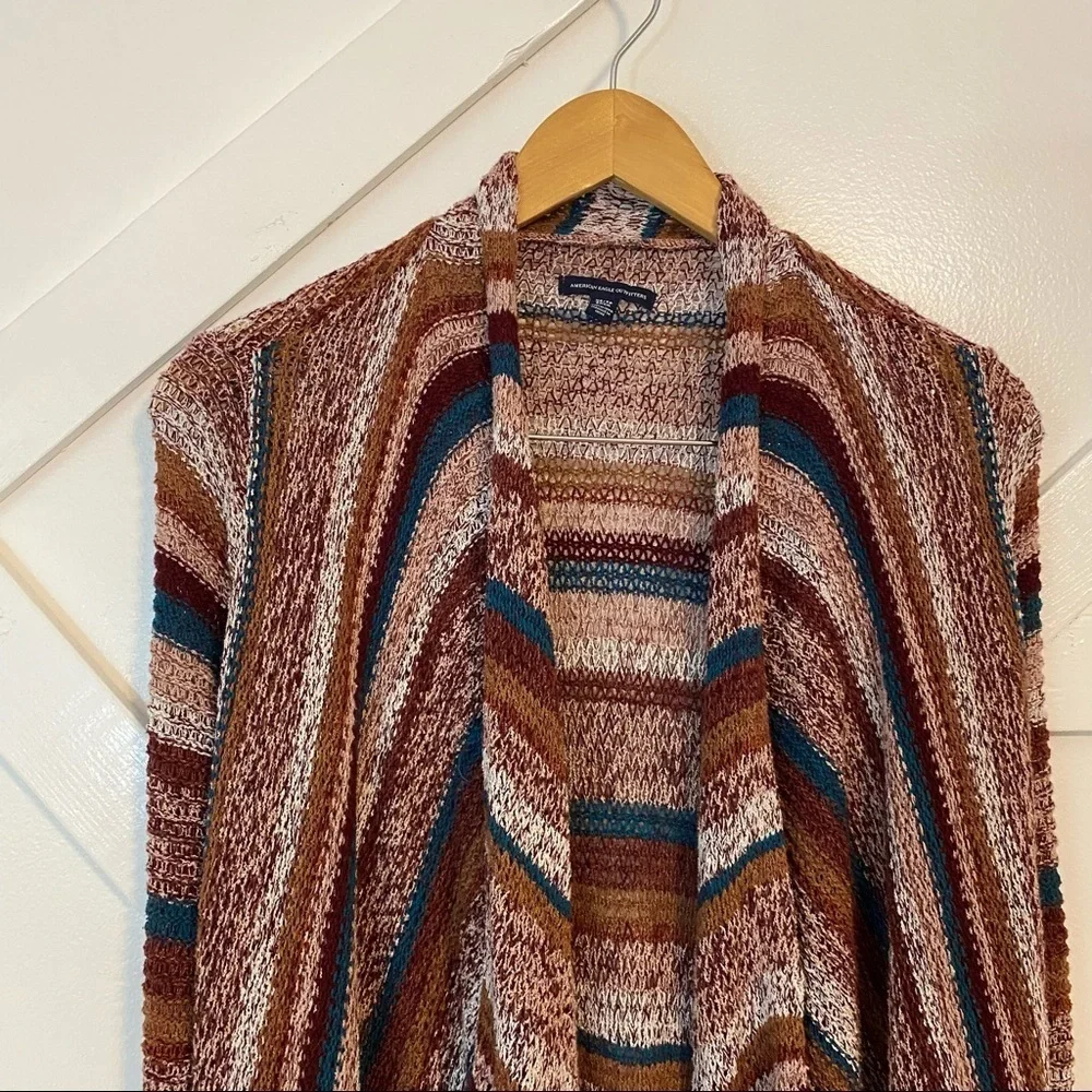 American Eagle Striped Waterfall Cardigan Sz XS